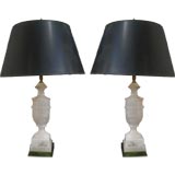 Pair Sculptural Marble Urn Lamps