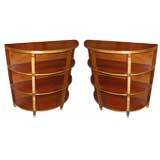 A Stunning Pair of Brass-Inlaid Mahogany Etageres