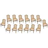 Set 14  Jansen Stamped Dining Chairs in the Louis XV Manner