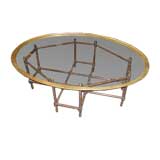 Oval Coffee Table on painted, faux-bamboo base