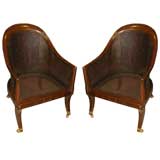 Great Pair Faux-Rosewood and Caned Spoonback Chairs