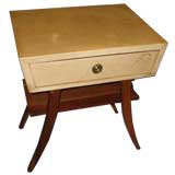 A pair of parchment side tables/ night stands
