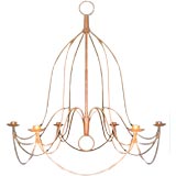 Whimsical, Wrought-Iron Six Light Chandelier