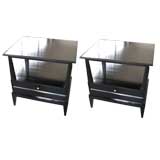 A Pair of  Ebonized Tables on Tapered legs