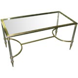 Brass and Chrome Coffee Table W. Glass-Top Table