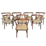 George Nakashima Grass Seat Chairs Set of Eight