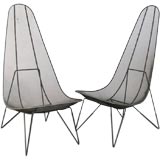 Pair of Sol Bloom Wire Scoop Chairs