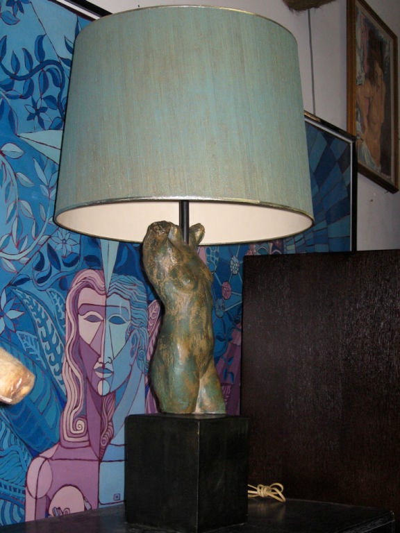 Ceramic Pair of Female Nude Torso Lamps