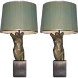 Pair of Female Nude Torso Lamps