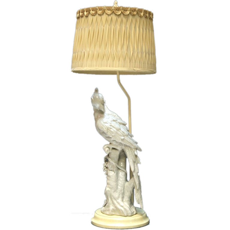 Italian Porcelain Cockatoo Lamp