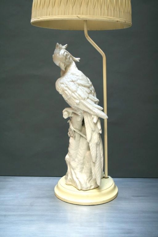 Mid-20th Century Italian Porcelain Cockatoo Lamp