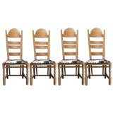Set of Four Cerused Oak French Side Chairs
