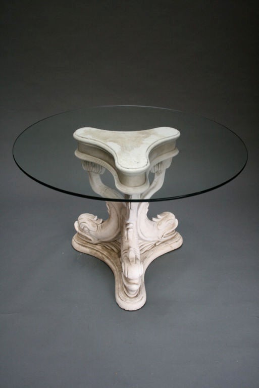 Mid-20th Century Plaster Venetian Dolphin Based Table