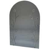 Decorative Flush Mount Mirror with Engraved Flowers