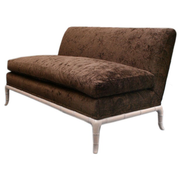 Faux Bamboo Legged Settee in the style of Robsjohn-Gibbings