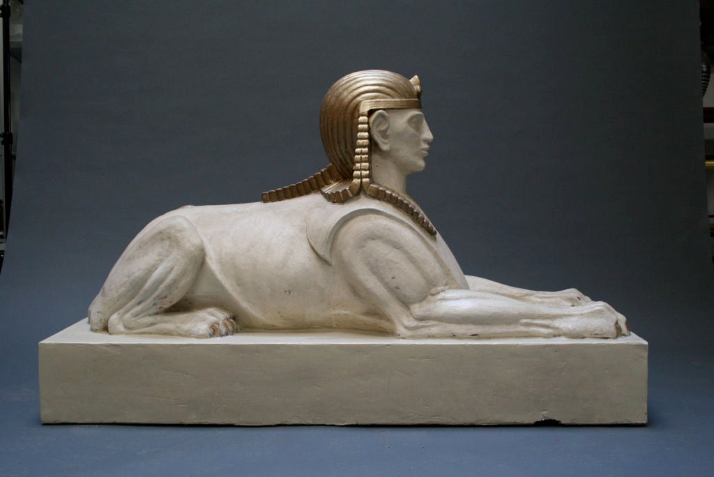 American Pair of Large 1920's Sphinx Statues