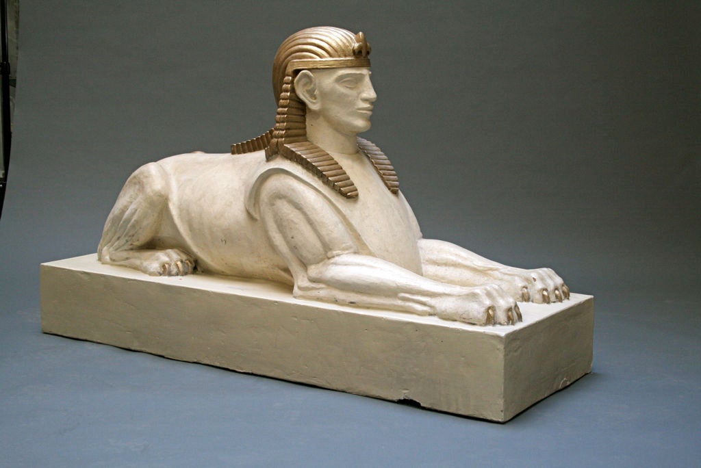 You know the story, when King Tut's tomb was discovered it set off a frenzy in fashion, decorative art and architecture. Hence, that begot this pair of beauties, probably from lobby of theatre or restaurant. Quite regal with stately look. Sold as