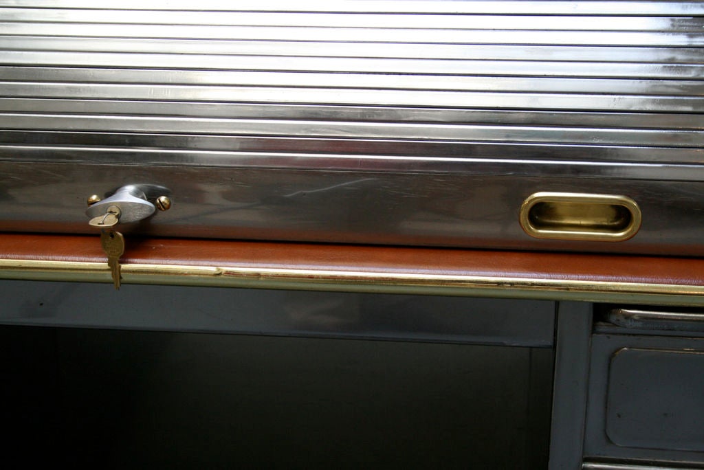 Brass Art Metal Co. Double Bank Roll Top Desk