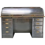 Vintage Art Metal Co. Double Bank Roll Top Desk