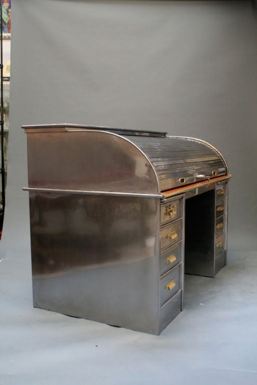 Steel roll top desks are rare and hard to find (no American company ever resumed production after WWII) and the ones made by the Art Metal Co. were the best in terms of style and detail. Unique opportunity to own one of these in fully restored
