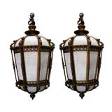 Antique Large Bronze Beaux Arts Lanterns from "Bank of Italy"