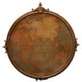 Circa 1908 Round Map of the Eastern Hemishere in Gilt Frame