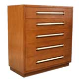Handsome Moderne Dresser with Leather Wrapped Handles