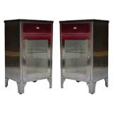 Retro Pair of Glass Doored Medical Cabinets