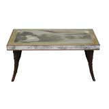 Faux Bamboo Distressed Mirror Coffee Table