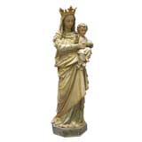3/4 Life-Size Polychrome Terra-Cotta Madonna and Child