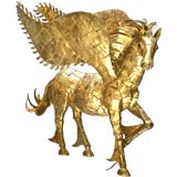 Vintage Welded Brass Winged Pegasus