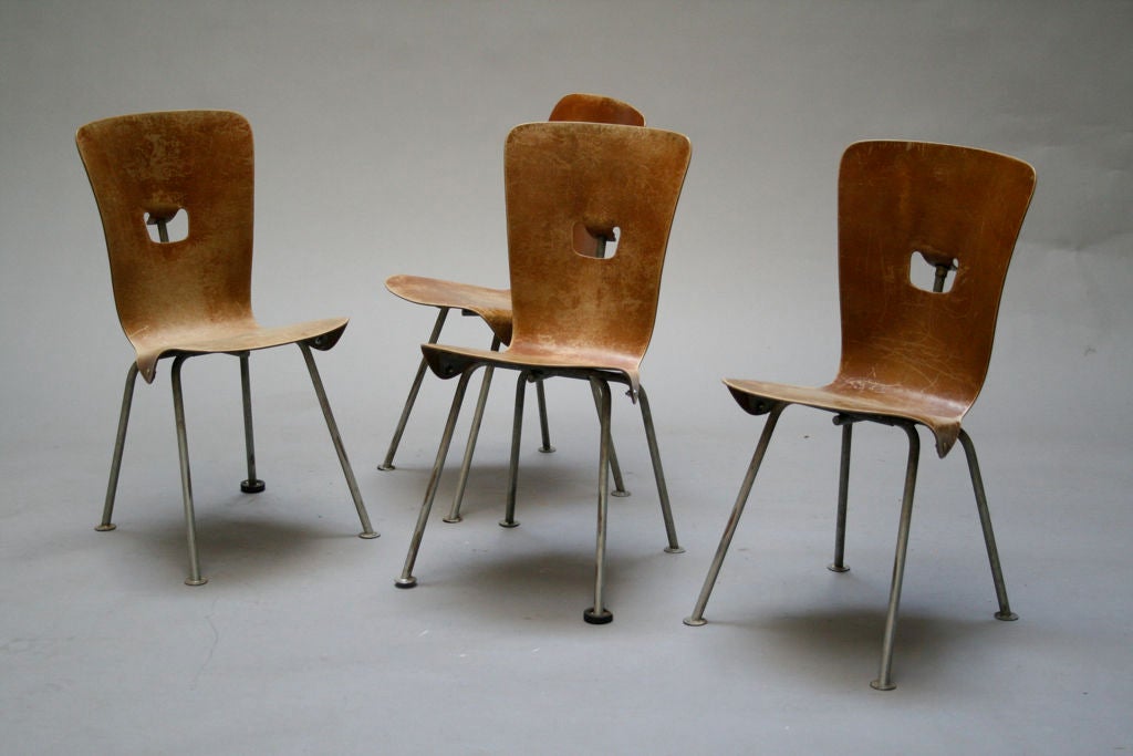 Set of Four Bent Phenolic Child's Chairs 2