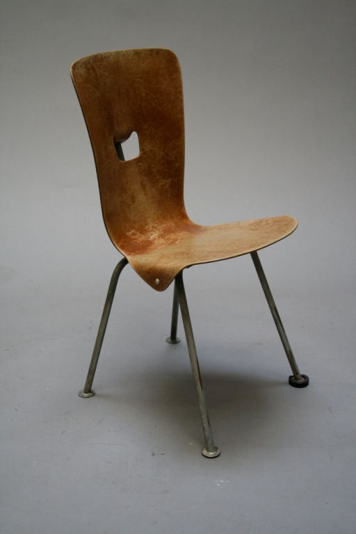 I usually stay far away from children's furniture, however the design details and materials on these are so unique (plus, I've never seen them before), I had to make an exception to my own rules. Seats are made of bent phenolic on a galvanized steel