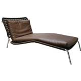 Leather Strapped Chrome Chaise