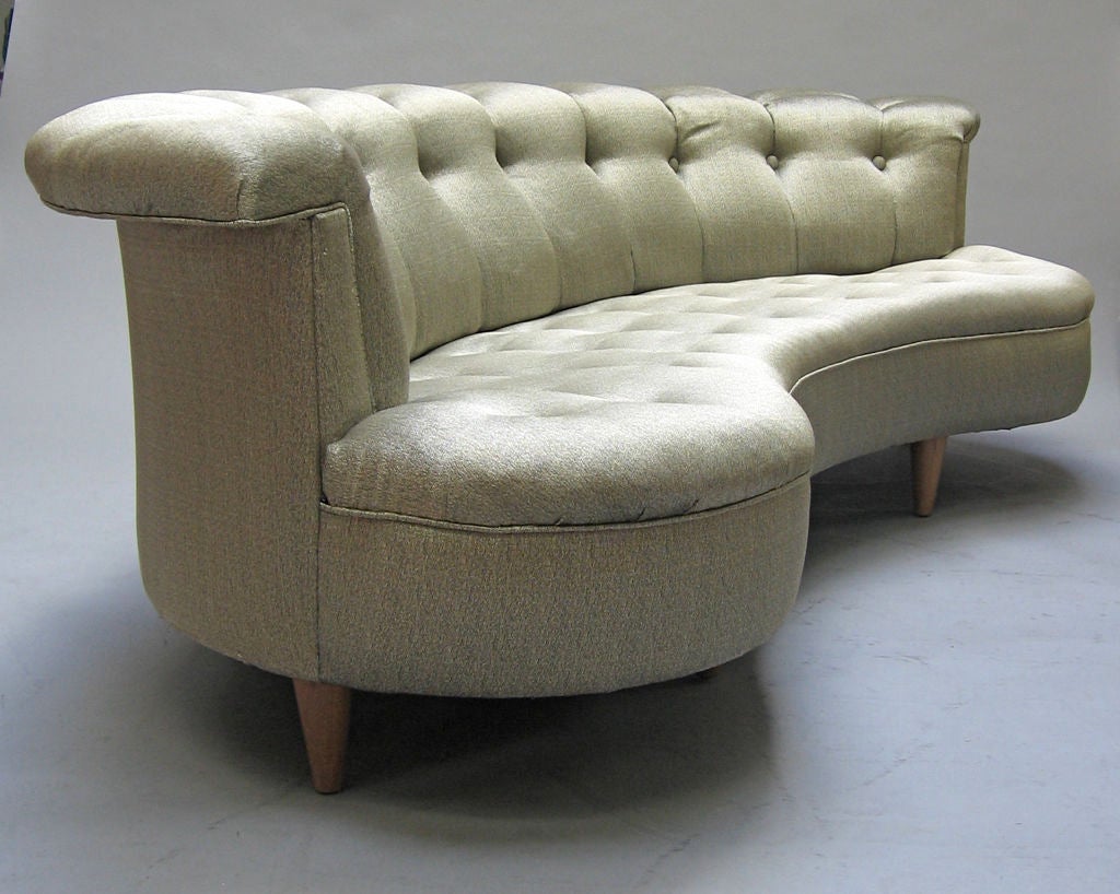 Late 1940's sofa manufactured by the Los Angeles firm of Brown-Saltman. This sofa bears their 