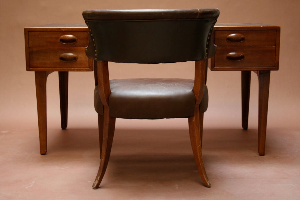 American Edward Wormley for Dunbar Partner's Desk with Original Chair