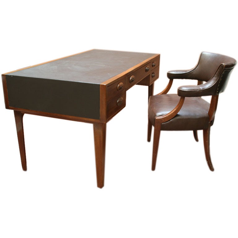 Edward Wormley for Dunbar Partner's Desk with Original Chair