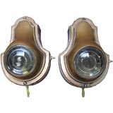 Antique Pair of Pre-Art Deco, Bronze Railroad Sconces