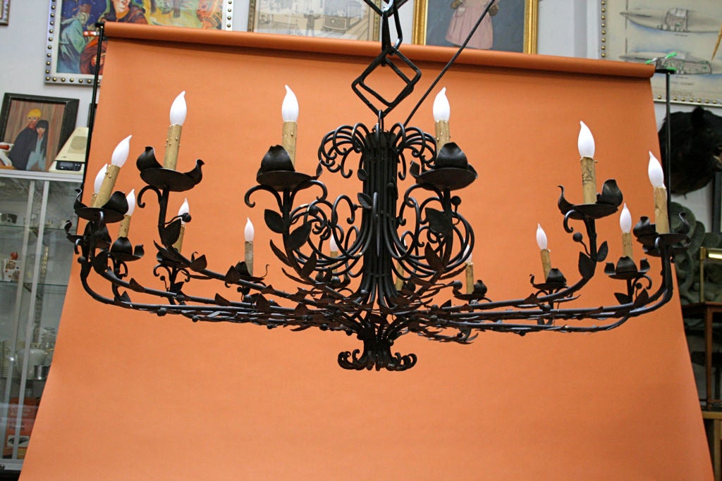 Fantastic Large Scale Wrought Iron Chandelier