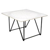Wrought iron side table with Vitrolite glass top