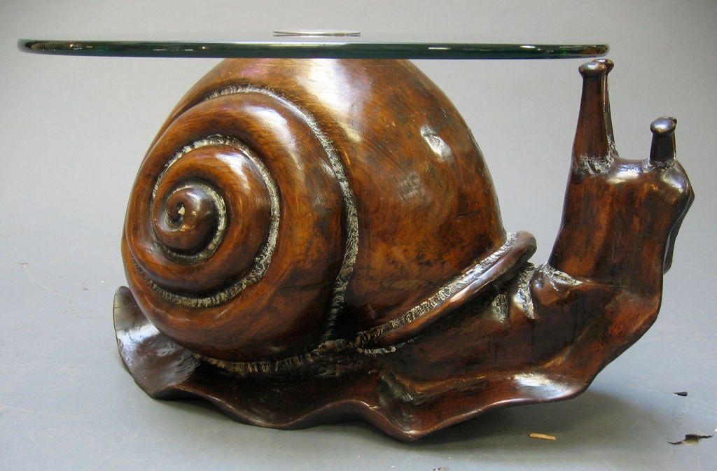 Carved Wood Snail Table
