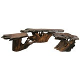 Hippie Style Burl Coffee table and Two Side Tables