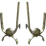 Set of Mid-Century Brass Andirons