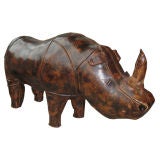 Vintage Leather Rhinocerous Footstool
