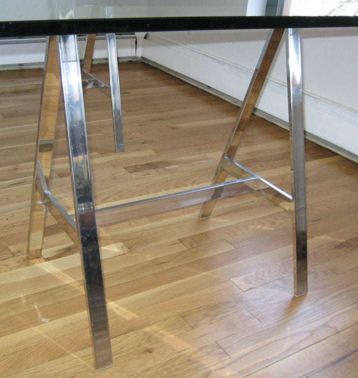 chrome trestle dining table