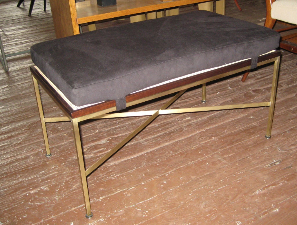 Paul McCobb Brass, Mahagony and Cane Bench