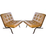 Rare Pair Bronze Robert Haussmann "Homage to Mies" Chairs