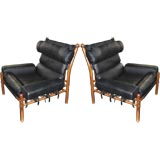 Rare Pair of Arne Norell Rosewood and Leather  Inka Chairs