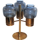 Retro Pair of Brass and Glass Candelabra  by  Hans-Agne Jakobsson