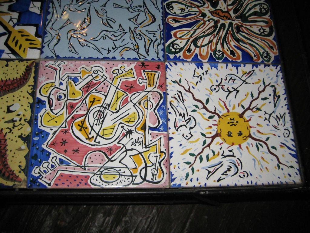 Mid-20th Century Rare Pair Salvador Dali Tile Side Tables